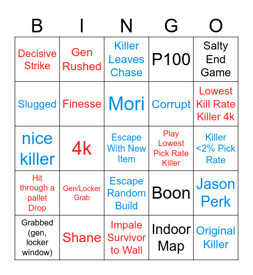 Dead by Daylight (1) Bingo Card