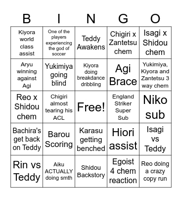 BL JAPAN VS ENGLAND Bingo Card