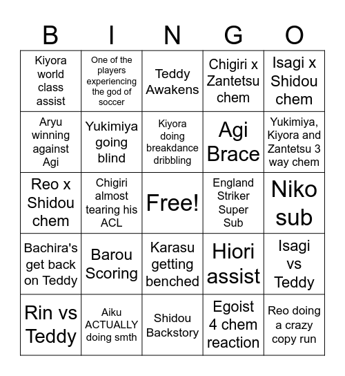 BL JAPAN VS ENGLAND Bingo Card