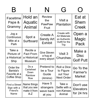 Charleston Bingo Card