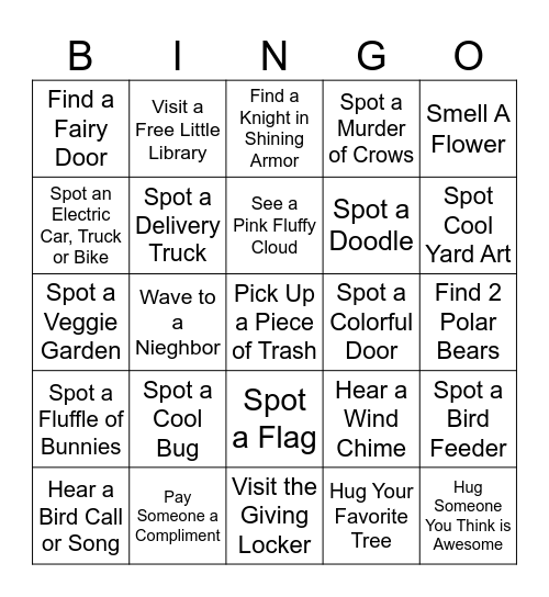 Neighborhood BINGO Card Bingo Card