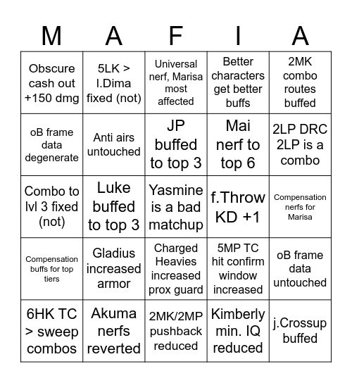 Year 4 SF6 Bingo Card