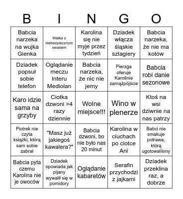Dziadkowe bingo Card