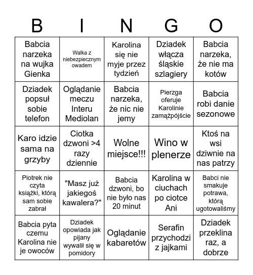 Dziadkowe bingo Card