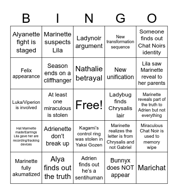 Nemesis Bingo Card