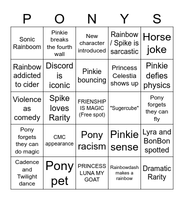 MLP Bingo Card
