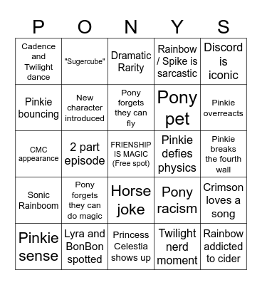 Crimson's MLP Bingo Card