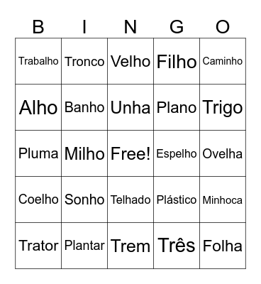 BINGO DAS SÍLABAS COMPLEXAS Bingo Card