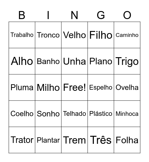 BINGO DAS SÍLABAS COMPLEXAS Bingo Card