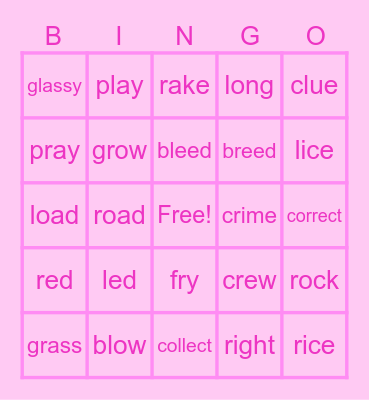 PRONUNCIATION BINGO Card