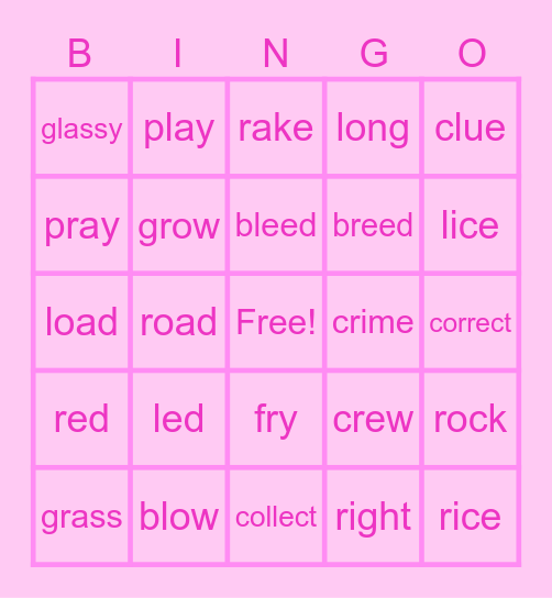 PRONUNCIATION BINGO Card
