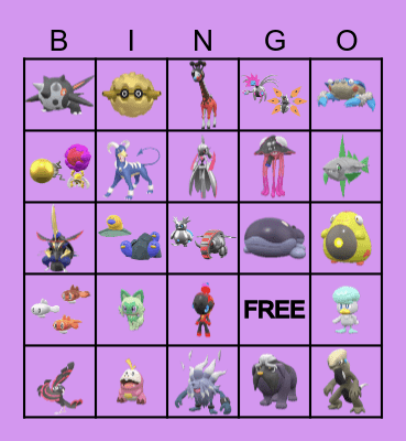 Pokémon Violet Shiny Bingo Card