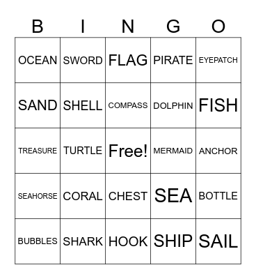 Pirate Bingo! Bingo Card