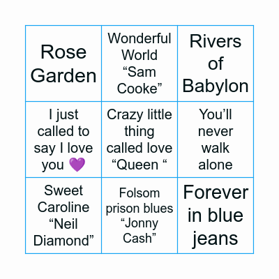 Music Bingo ..Name That Tune 🕺 Bingo Card