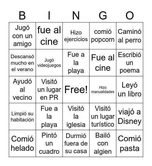 Conociéndonos Bingo Card