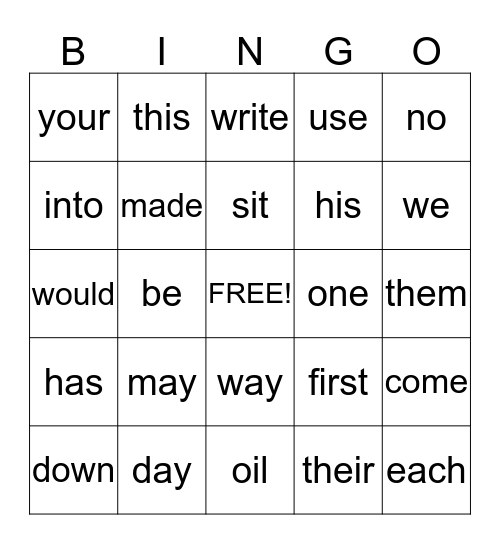 Lisa's bingo Card