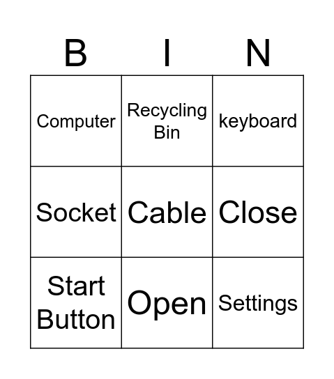 Vocabulary Bingo Card