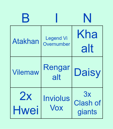 Drop Boris Bingo Card