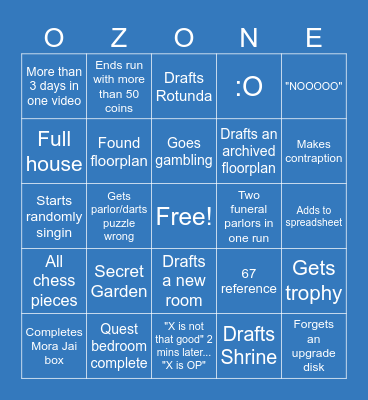 Ozone Blue Prince v2 Bingo Card