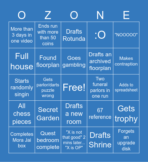 Ozone Blue Prince v2 Bingo Card