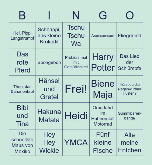 Musik-Bingo Card