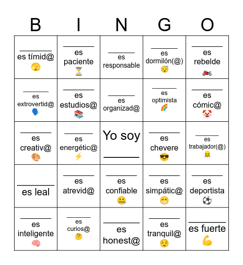 ¿Cómo eres? Bingo Card