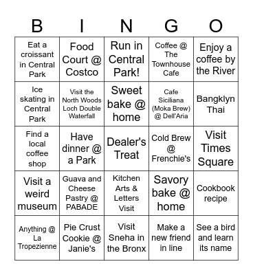 NYC X Vaish Bingo Card