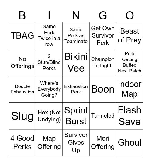 Chaos Shuffle Bingo Card