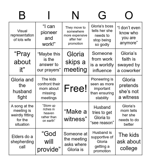 Pillar of Salt Bingo Card