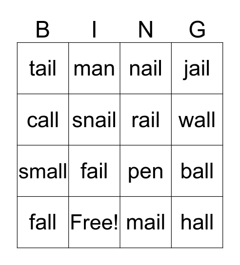 Word Families Are FUN! Bingo Card