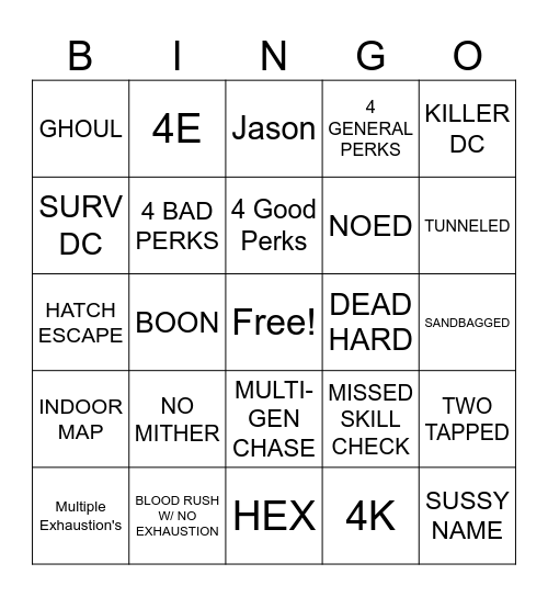 Chaos Shuffle Bingo Card