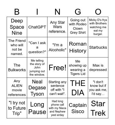 Darryl's BINGO Card Bingo Card