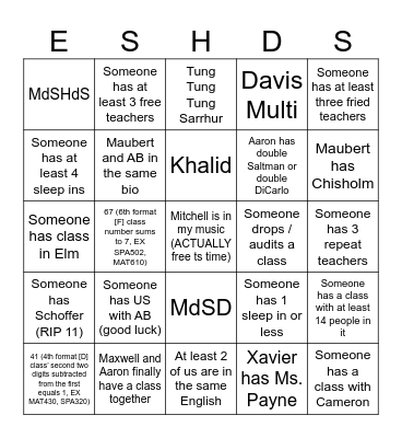 Fall ‘26 Bingo Card