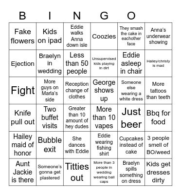 Anna and Hamburger Bingo Card