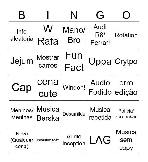 WINDOH BINGO Card