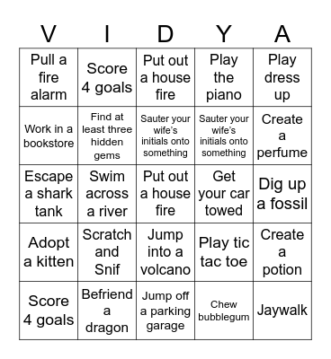Video Game Challenge Bingo Card
