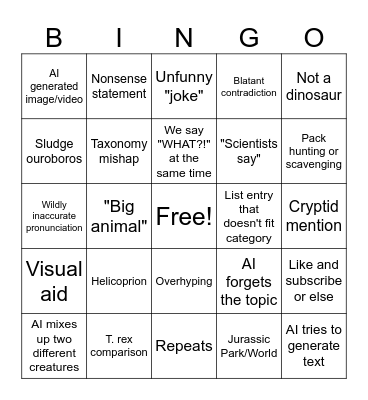 Sludge Bingo Card