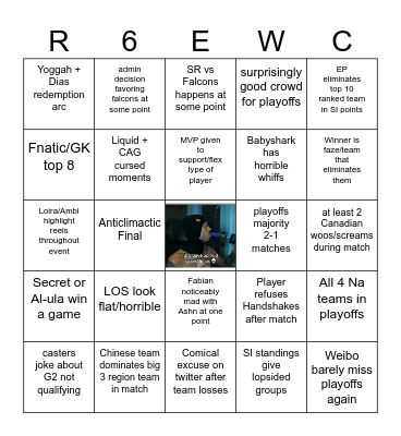 R6 at EWC Bingo Card