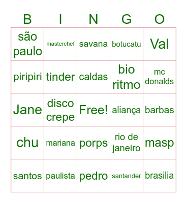 Bingo dos noivos Bingo Card