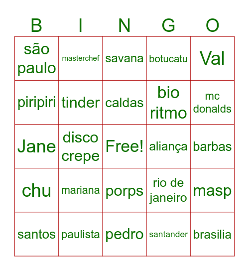Bingo dos noivos Bingo Card