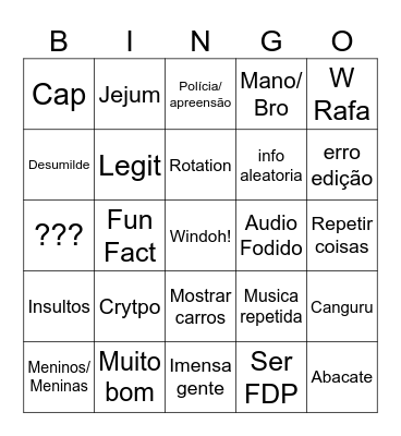 W I N D O H Bingo Card