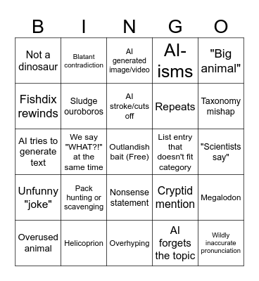 Sludge Bingo Card