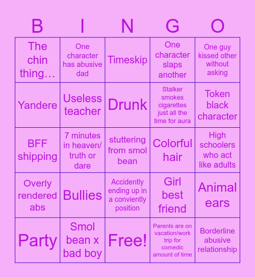 Gacha Bl nerd 2 stalker Bingo Card