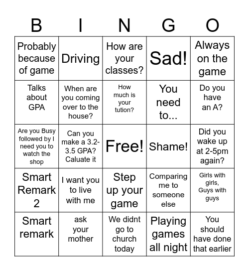 bs bingo Card
