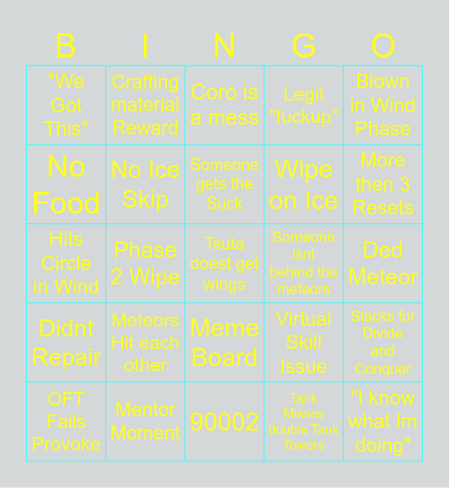Spleengo Bingo Card
