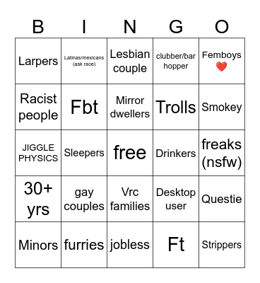 VRChat bingo Card