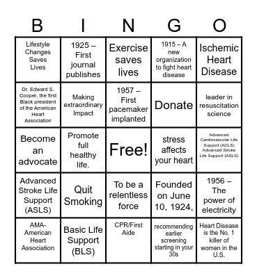 Save A Heart Save A Life Bingo Card