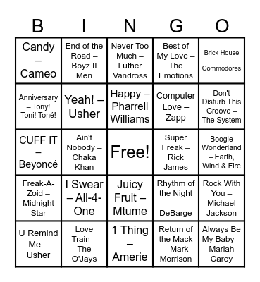 RnBingo Card