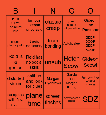 Criminal Minds Bingo Season 2 Bingo Card