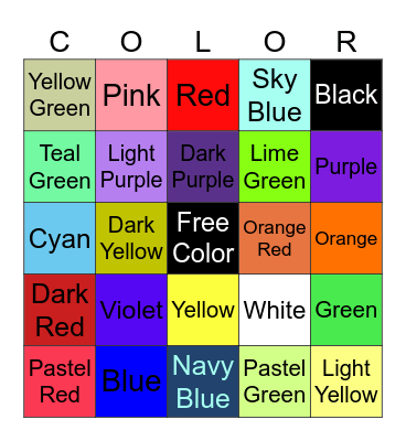 Colors Bingo Card
